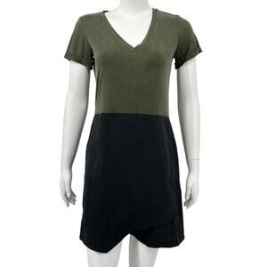 Dolan Anthropologie Dress Womens XS Green Black Horizon Colorblock V-Neck Casual